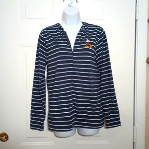 Disney Parks Mickey Mouse Blue Stripe Hoodie. Size L